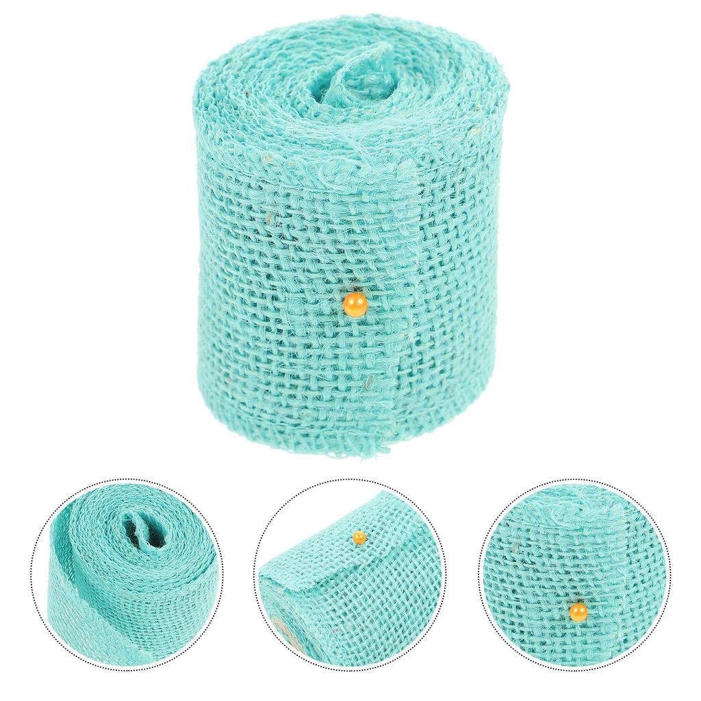 Sky Blue Jute Burlap Ribbon Roll 2M Length 6Cm Width Natural Texture Craft Wrap Wedding Christmas Decoration Burlap Ribbon Blue