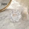 Talos Crystal Lotus Flower Tealight Candle Holders, Glass Tea Light Candlestick Decor with Deep Grooved Plate, Multifunctional Decoration for