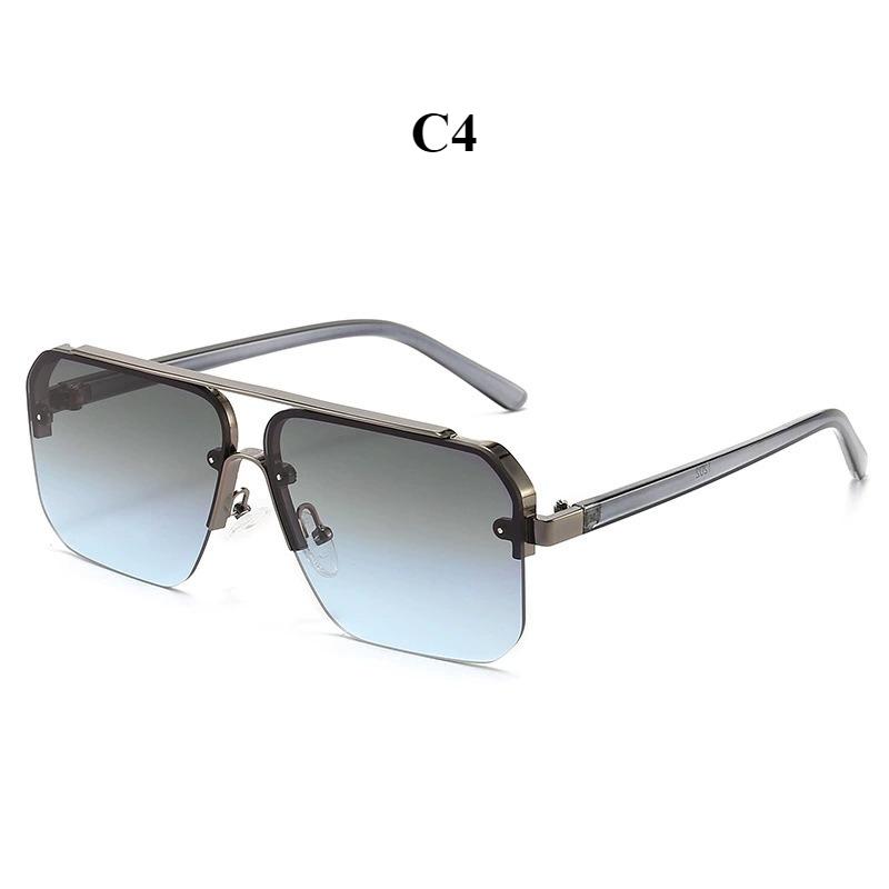 Men's sunglasses, new square metal sunglasses, women's sunscreen half-frame sunglasses.