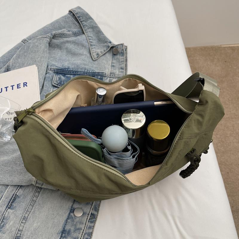 Hobo Bag Women's Crossbody Bag Large Capacity Shoulder Bag Solid Color Sports Bag