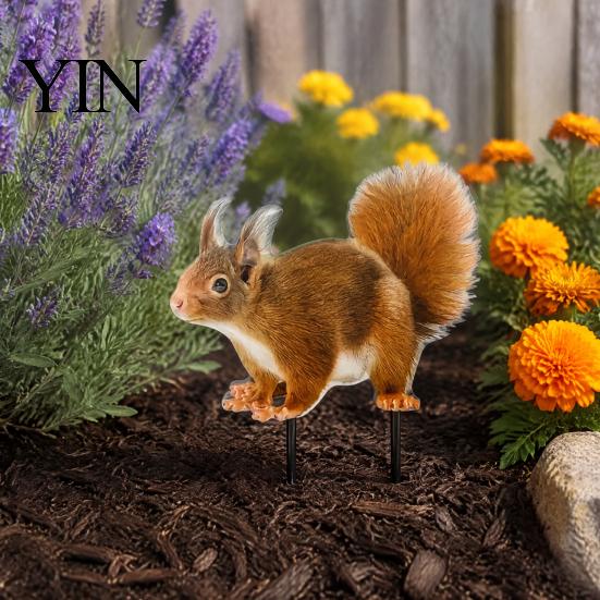 Vivid Squirrel Shape Lawn Decor Realistic Garden Stake, 2D Flat Acrylic Yard Art Outdoor Decorative Ornament Cute for Patio Pathway Decoration Stakes