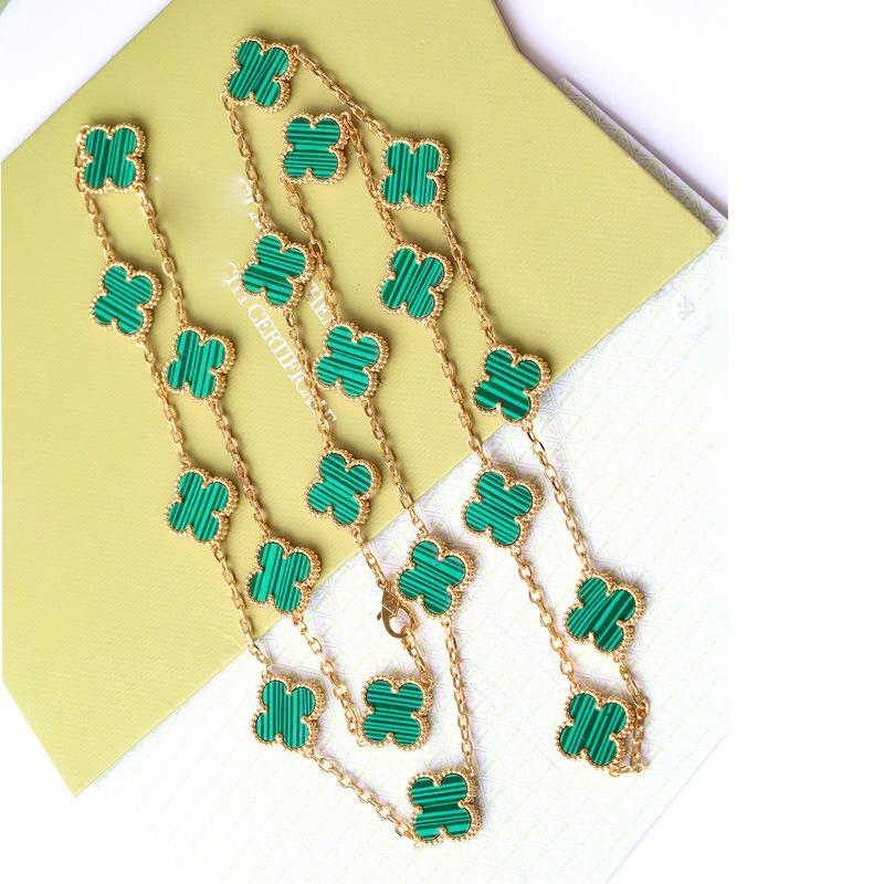 

Four-Leaf Clover Twenty Flowers Necklace 18k Sweater Chain Light Luxury Fashion Hundred Necklace For Girlfriend Gift