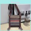 Ethnic Style Canvas Tote Bag With Woven Pattern For Casual Daily Use
