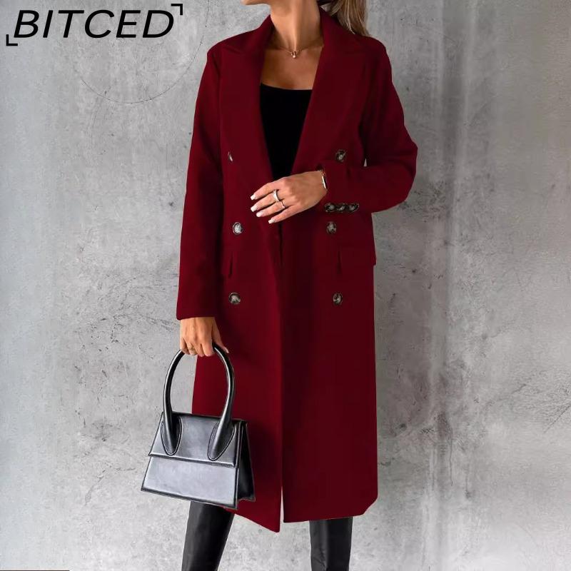 BITCED Women's Vintage Casual Lattice Print Autumn Winter Long Sleeve POLO Neck Jackets & Coats