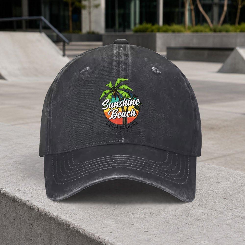 Retro Santa Barbara Sunny Beach Washed Baseball Cap Unisex Adjustable Dad Hat for Outdoor Daily Wear Vacations