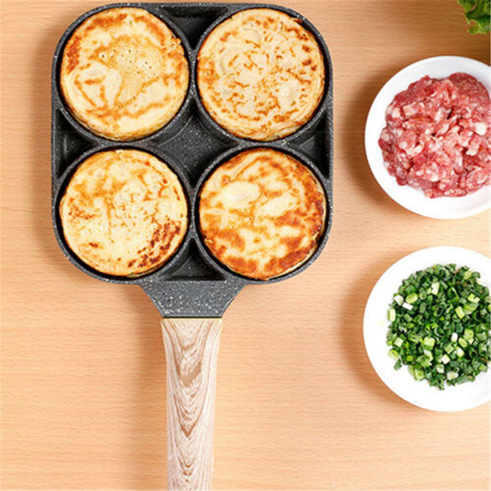 Brattopfpfanne mit 4 Gittern, verdickte antihaftbeschichtete Eier-Pfannkuchen-Steakpfanne, Eier-Schinken-Kochpfannen, Frühstückskocher-Kochgeschirr.