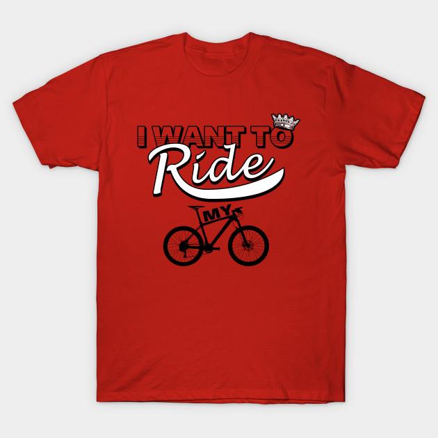 

Men Black Print T-shirt I Want To Ride My Bicycle Cycling Meme No-Cut Transfer Paper Print Cotton Tshirt 4XL червоний
