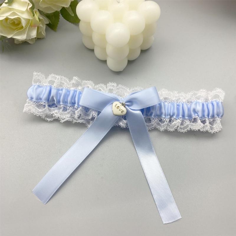 Bride Wedding Lace Garter Elastic Leg Band Lace Trim Design Leg Decoration for Formal Event Proms Ceremony Accessories