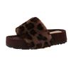 Fashion 2025 Retro Slippers for Women Autumn Winter Fashion Leopard Print One Word Slippers for Casual Platform Plush Cotton Slippers