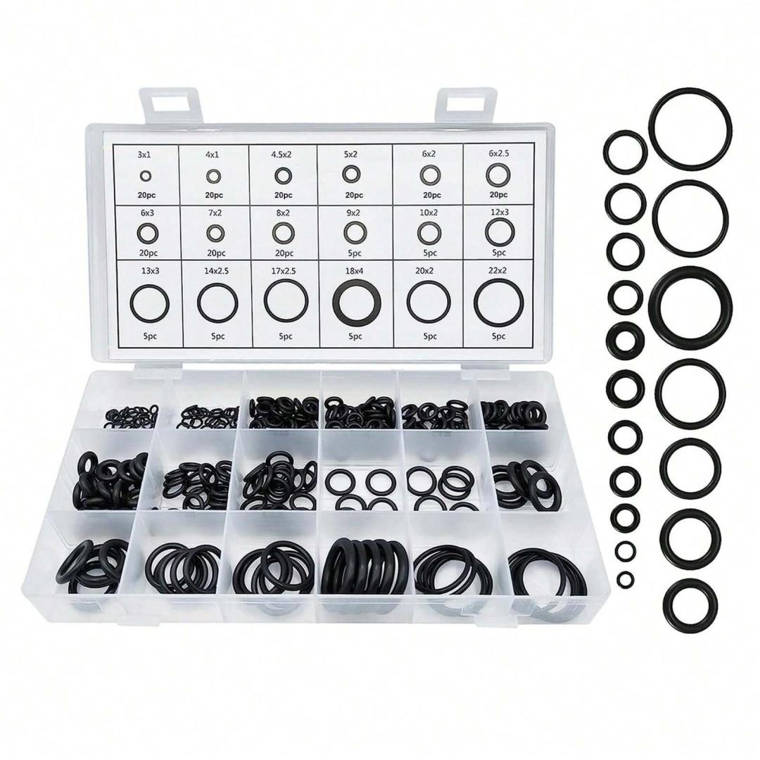 

225PCS Rubber O Ring Oil Resistance O-Ring Washer Gasket Seals Watertightness Assortment Different Size With Plastic Box Kit Set
