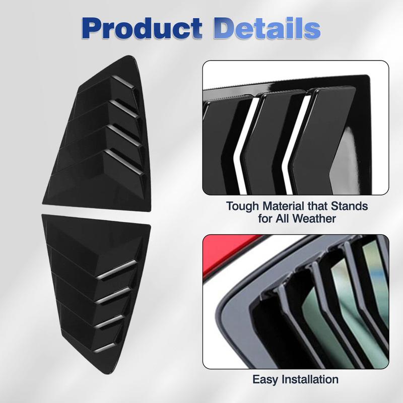 2PCS Glossy Black Rear Side Window Trim Spoiler Back Window Shutter Cover Louver Air Vent for Mazda 3 Axela Sedan