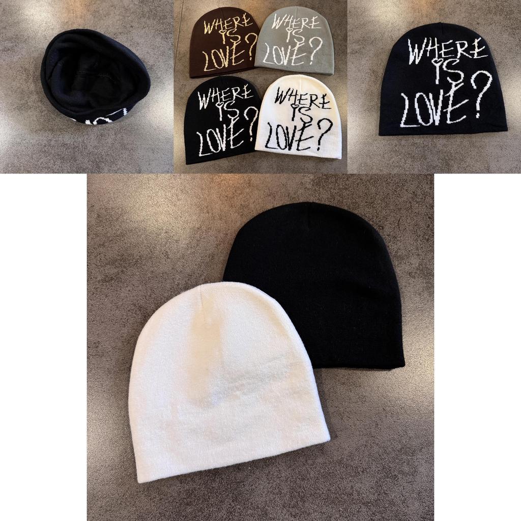 Korean Winter Knit Cap For Women With Letter Print Style Casual Cold Weather Hat