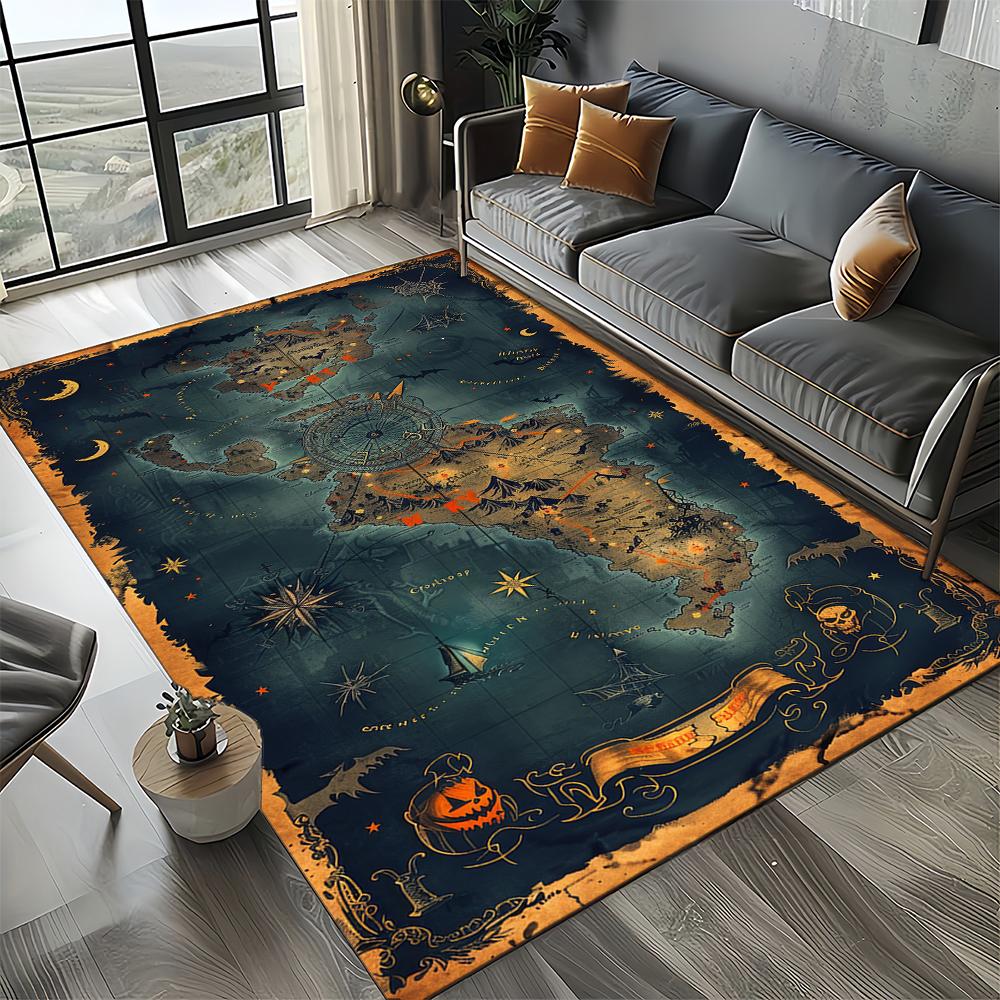 27 Style Retro Marine Nautical Chart Compass Map Carpet Rug for Home Living Room Bedroom Sofa Doormat Decor,Non-slip Floor Mat
