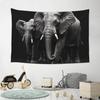 3D Gray Elephant Print Tapestry Wide Wall Hanging Lightweight Art Tapestry Floral Wall Blanket Vintage Aesthetic Tapestry Soft