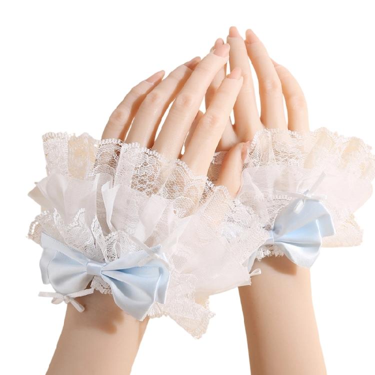 1 Pair Easy Attach Cosplay Hand Sleeves Lace Trimmed Quick Adjustment for Various Outfits Practical Wrist Cuffs