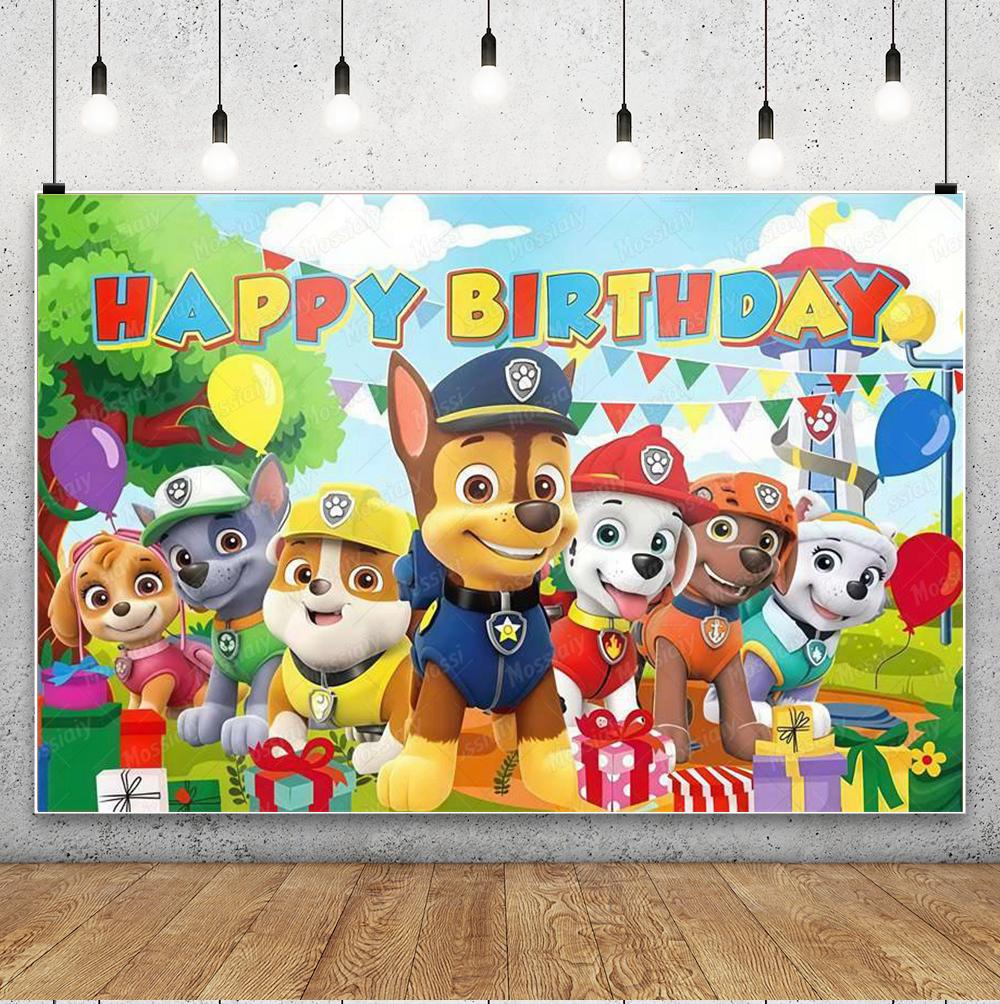 Paw Patrol Animation Theme Birthday Party Decor Backdrop Cartoon Puppy Dog Photography Background Kids Baby Shower Supplies Gift
