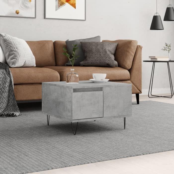 VidaXL Table basse gris béton 55x55x36,5 cm bois d'ingénierie 830760