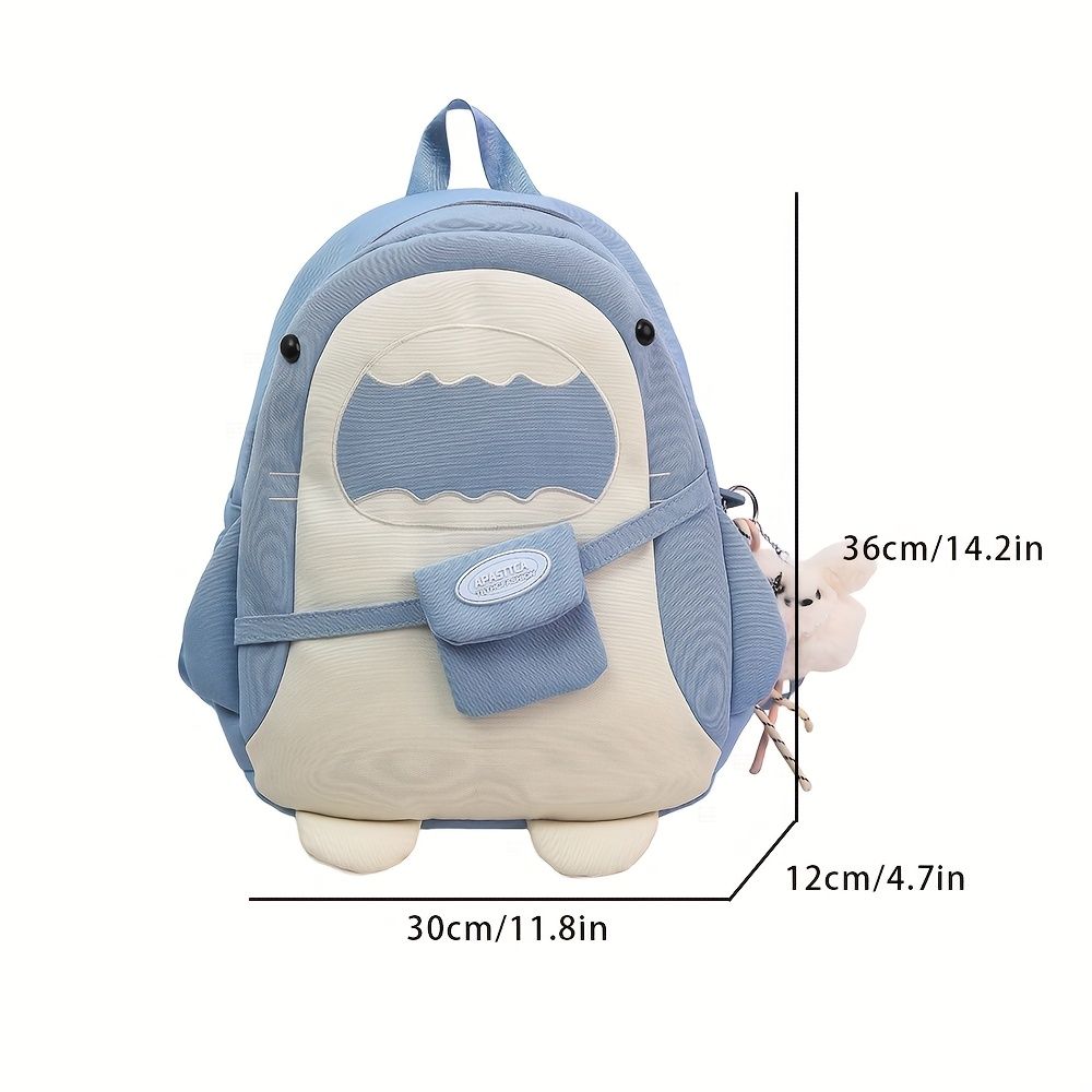 Women's Cute Cartoon Shark Backpack,Lightweight Adjustable Straps,Zipper Closure,Perfect for Travel & Casual Outings Playful Design