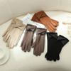 Thicken Suede Leather Gloves Chamois Leather Winter Driving Gloves  Gloves  Women