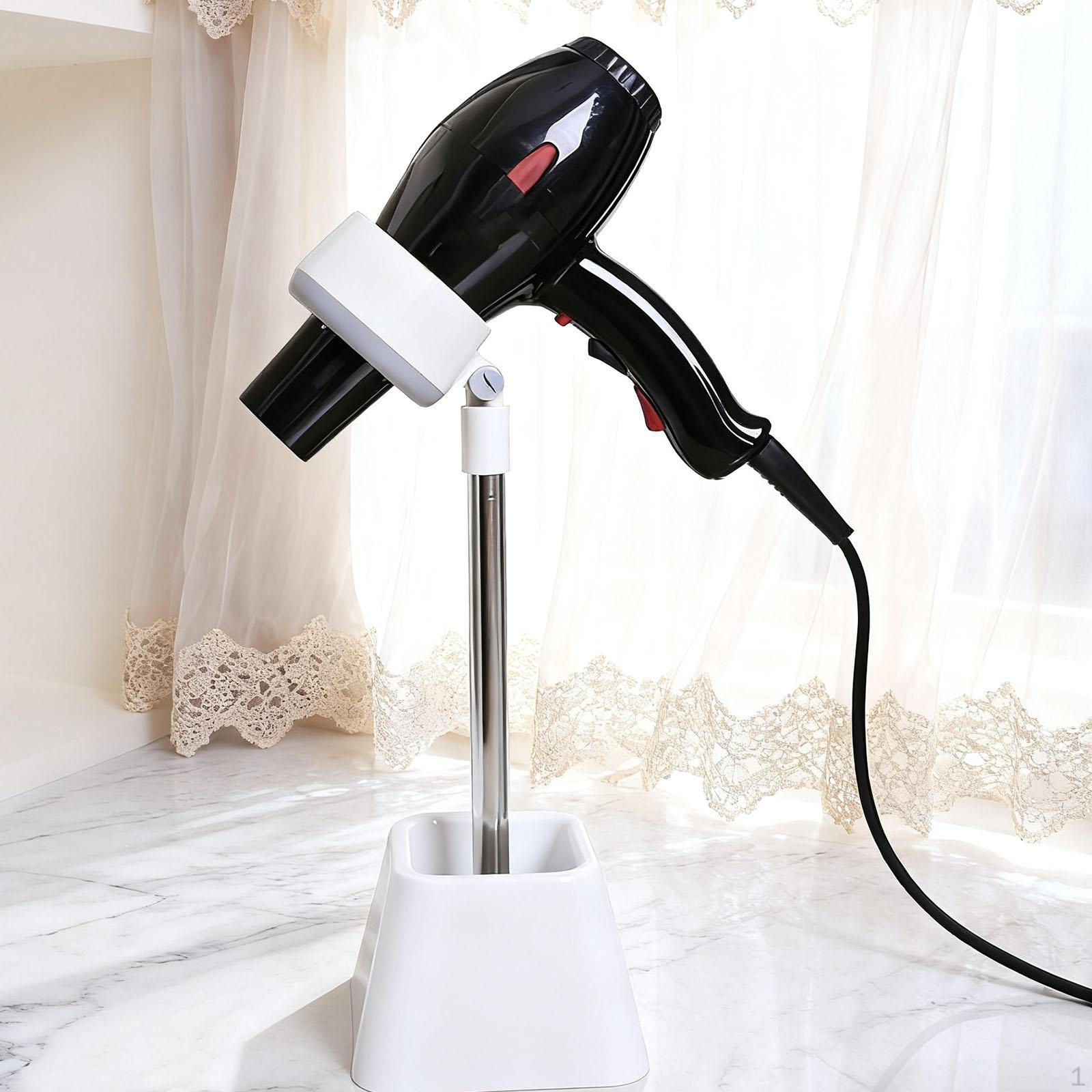 

Подставка для фена Вращение на 180 градусов Регулируемый угол Стойка для макияжной комнаты Салона Ванной комнаты Туалетного столика White