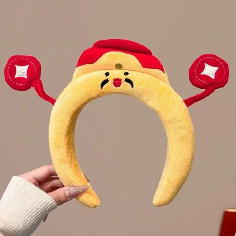 Plush Dragon/Fortunes God Headband for Chinese Spring Festival Celebration Seasonal Holiday Women Face Washing Hairband