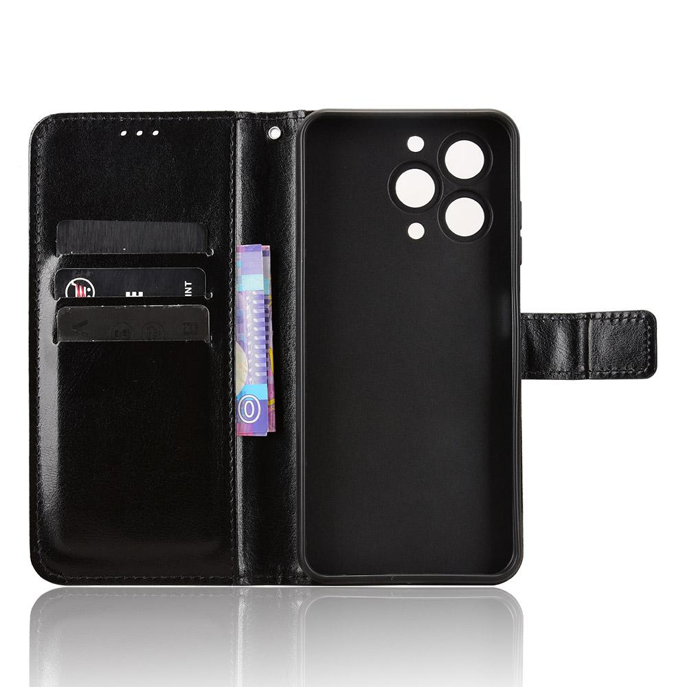 For Oukitel C3 PU Leather Case with Strap Crazy Horse Texture Phone Wallet Cover