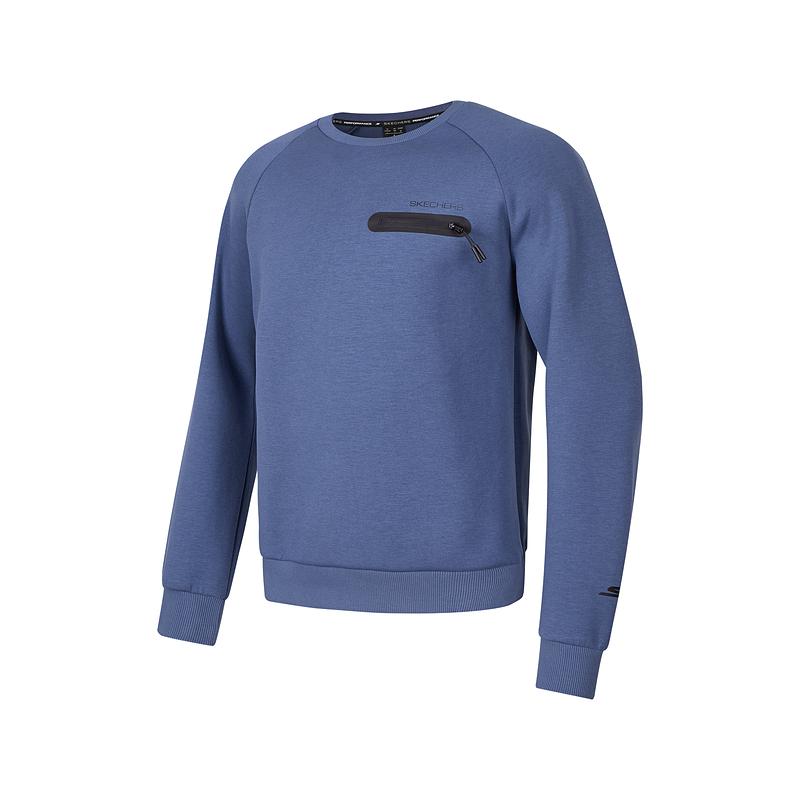 Skechers Goknit Round Neck Comfortable Simple Versatile Sweatshirt Men tops Deep-Cobalt-Blue P424M038-02QT M