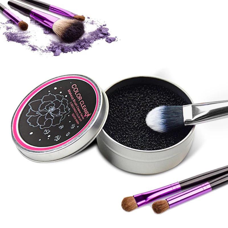 Make-up Pinsel Reiniger Schwamm Entferner Aluminium Reinigungsmatte Box Pulver Waschen Scrubber Clean Kit