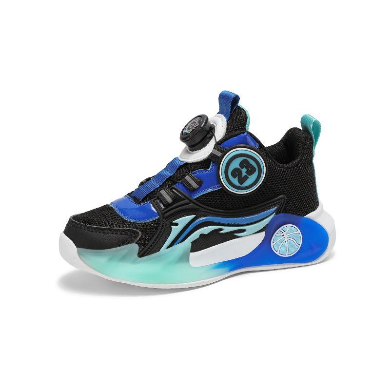 Children's running shoes 2025 autumn boys mesh rotating buckle tide shoes teen boys blue sneakers