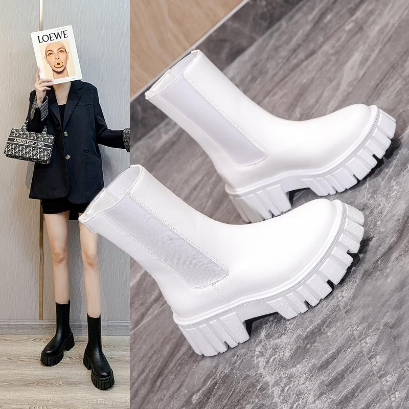 Fashion Boots Women's Ankle Round Toe New Luxury Style Platfrom Chelsea Boots Snow Warm Goth Shoes Slip-on