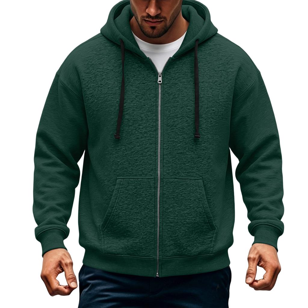 Men's Casual Zip-Up Hoodie Loose Fit Long Sleeve Sweatshirt for Fall Winter
