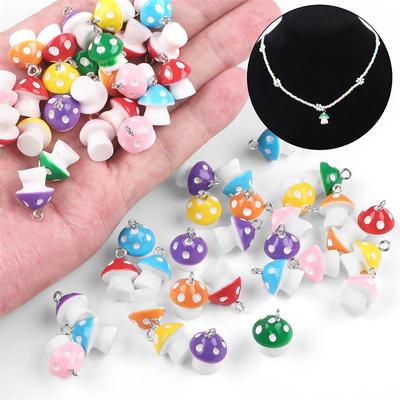 Lindos amuletos de setas, colgante de resina para collar, pulsera, pendiente, llavero, joyería artesanal, accesorios para hacer