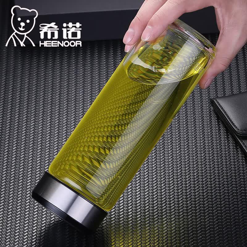 HEENOOR Single-Layer Thickened Glass Tea Water Cup with Lid