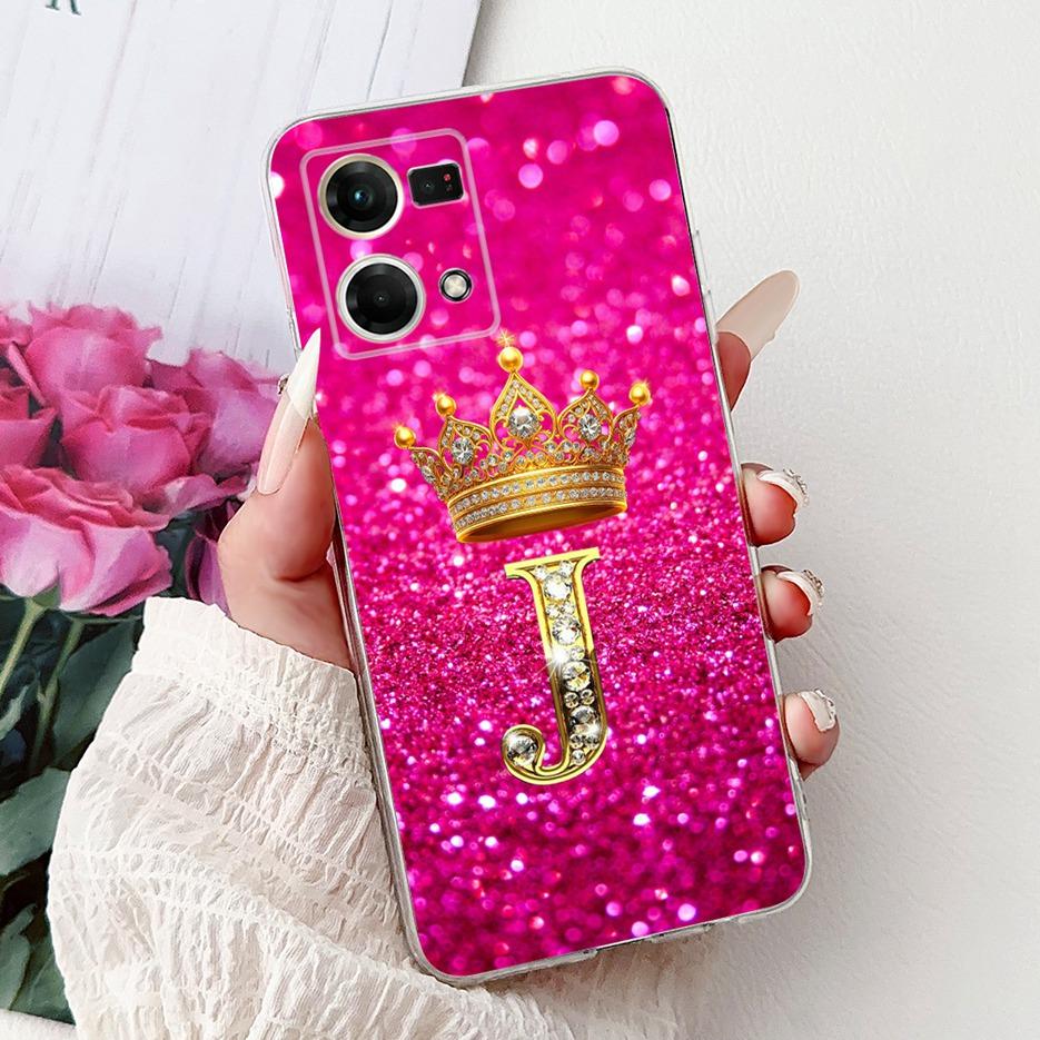 For Oppo F21 Pro 4G Case Reno7 4G CPH2363 New Crown Letters Cover Soft Silicone Phone Case For Oppo Reno8 Reno 7 F21Pro 4G Shell