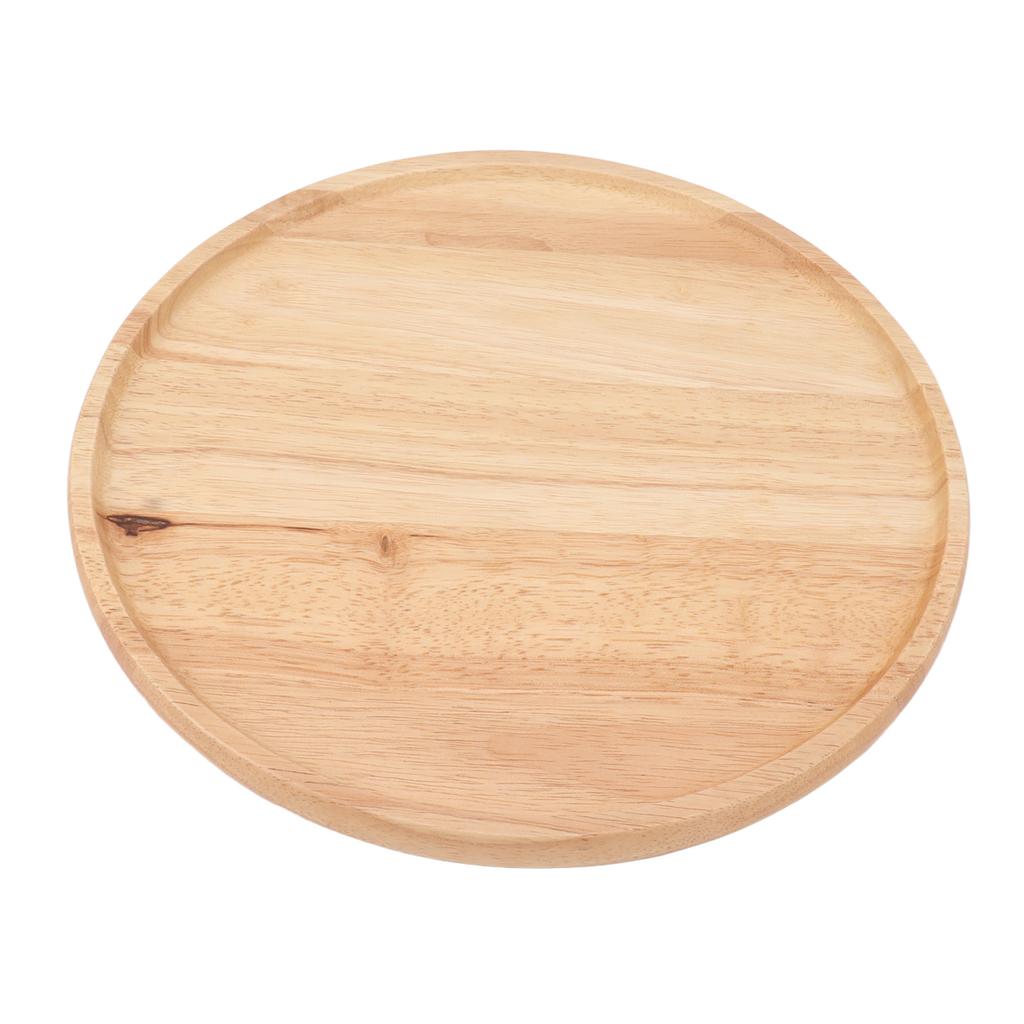 Round Wood Tray 30cm Simple Style Stable Serving Tray for Breakfast Pizza Fruit Snacks