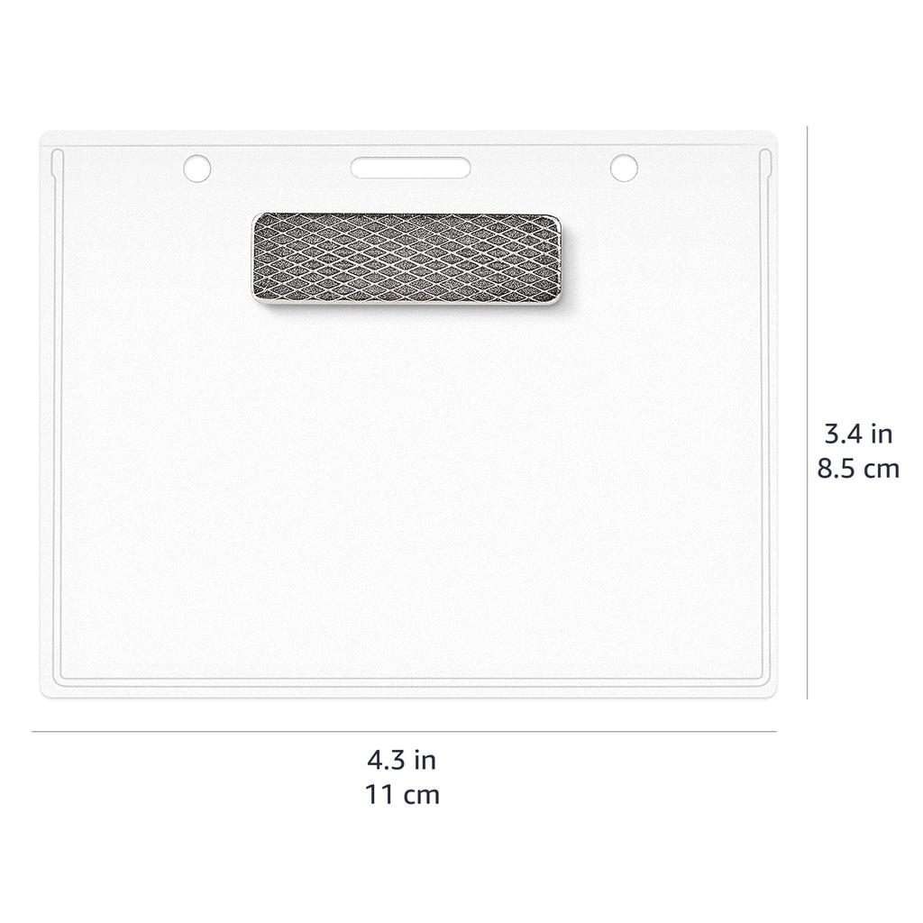 Amazon Basics Magnetic Name Badge Holders, Horizontal, 100-Pack, Clear