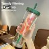 700 ml Strohhalmbecher mit faltbarem Strohhalm, eingebautem Filter, Teebehälter, leicht zu reinigen, vielseitiger Trinkhalmbecher