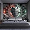 1Pc Twin Wolves Tapestry Wall Hanging, Decorative Fabric Poster for Bedroom, Living Room, Dorm & Home Decor