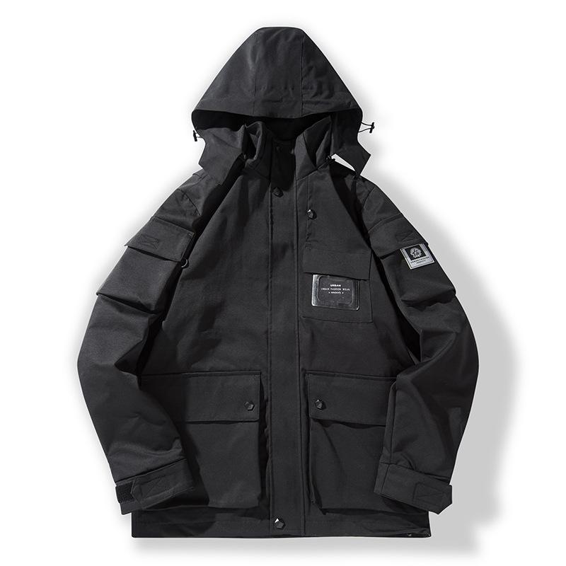 Youth Yellow Japanese Cotton Windbreaker with Flap Pockets - Spring & Autumn Loose Fit Jacket