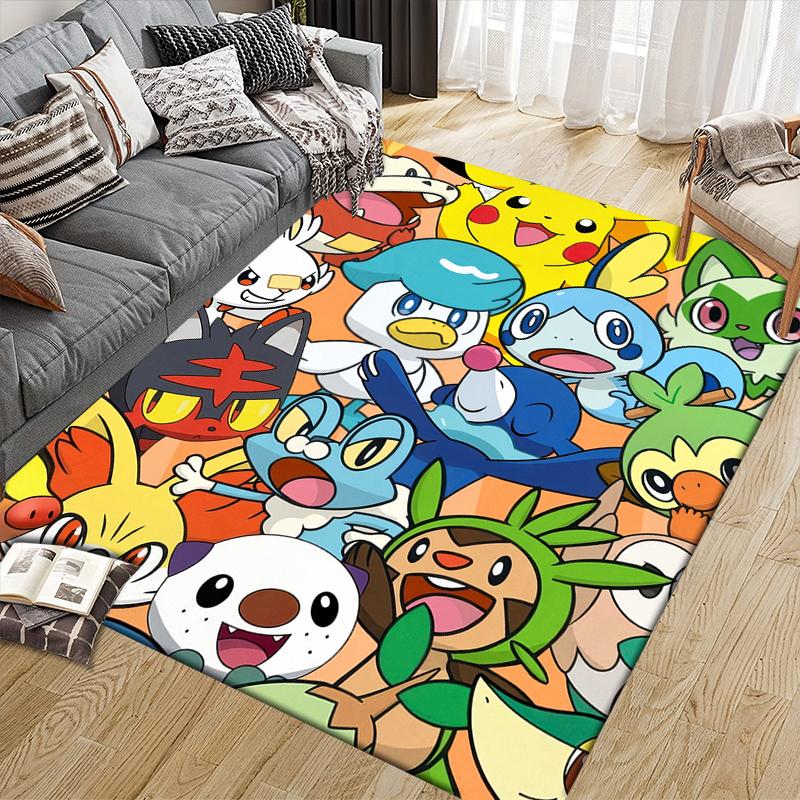 Pokemon Cute Art Square Area Rug, Non-Slip Floor Mat for Home Decor, Perfect Gift for Fans.chl