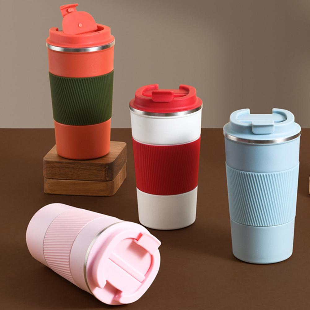 Insulated Coffee Vacuum Coffee Cup Ceramic Inner Travel Coffee Tumbler Reusable Thermal Cup With Lid And 201 Stainless Steel Outer For Home Office