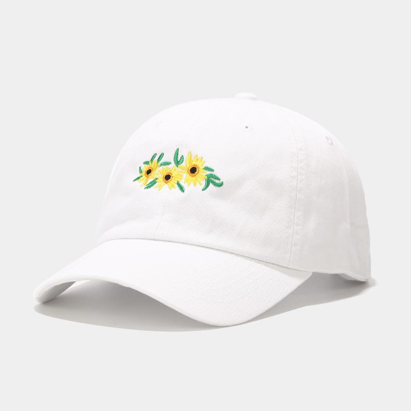 New hat female sweet flower embroidered cap go out to play versatile couple trend curved brim hat
