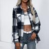 Autumn Winter Long Sleeve Thickened Cashmere Plaid Loose Casual Shirt Jacket for Women