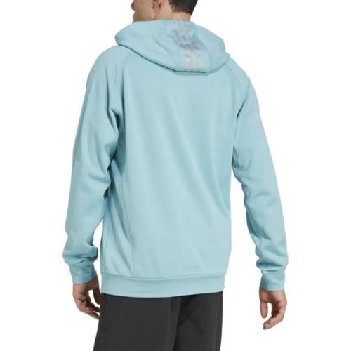 Adidas Logo Hooded Long-Sleeve Jacket for Men, Light Blue
