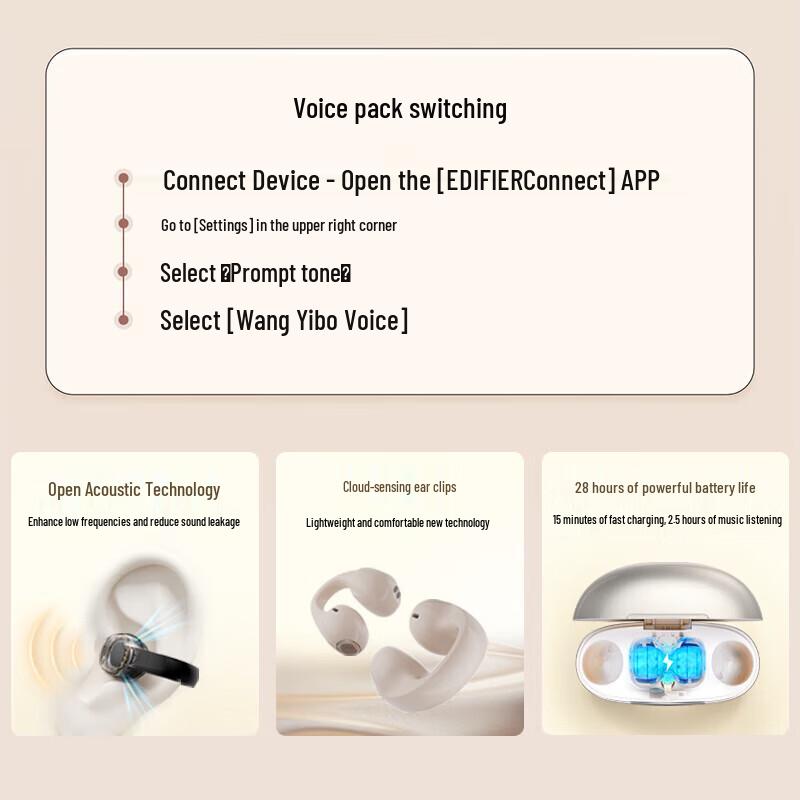 EDIFIER Comfo Clip Open-Ear Bluetooth Earclip Headphones