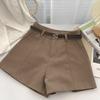 Women's Korean Style High Waist A-Line Shorts with Belt - Spring/Summer 2025 Fashion