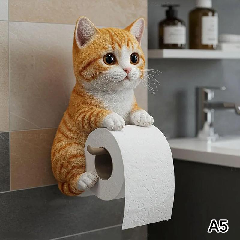 Dog Toilet Paper Holder Wall Mount Resin Shark Roll Paper Organizer Bathroom Kitchen Paper Towel Tissue Dispenser Decoration