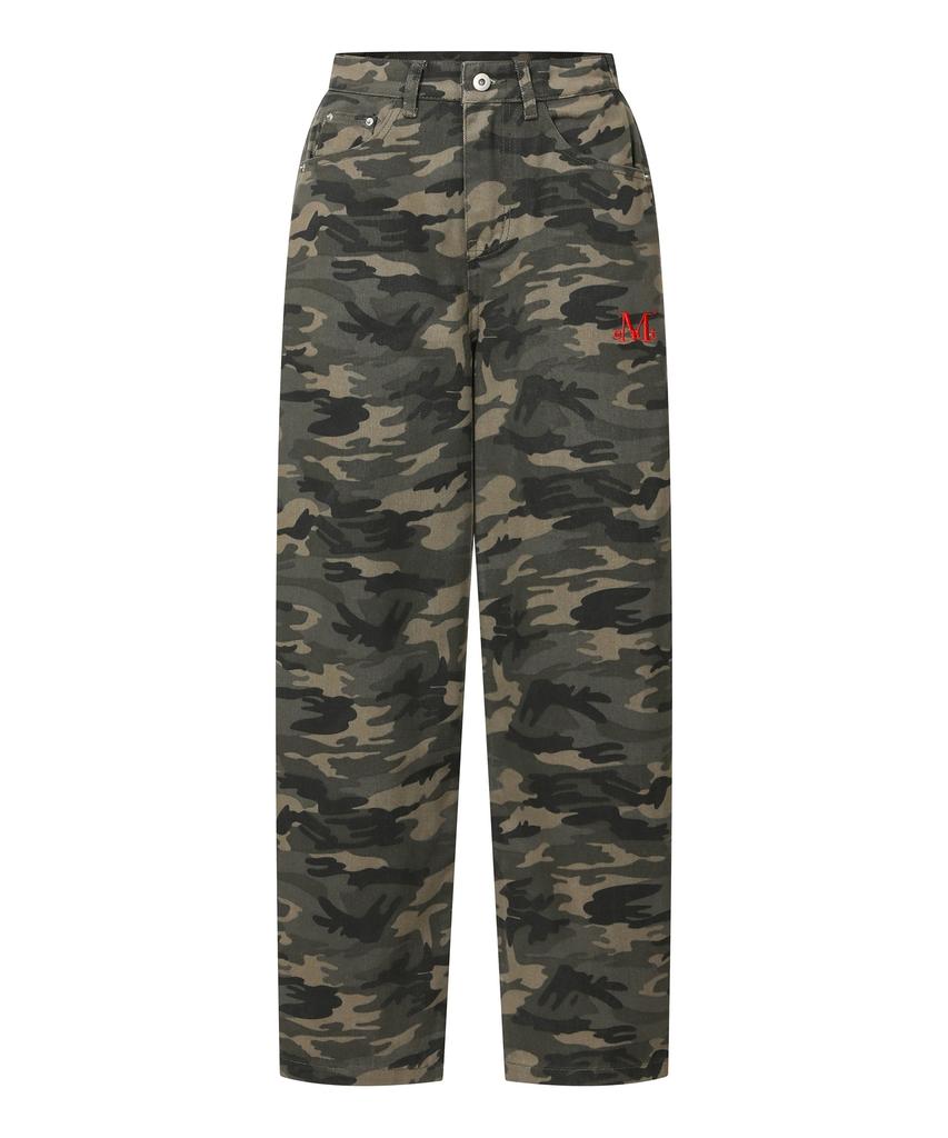 Mucent Carb Side Pintuck Camo Wide Cotton Pants Unisex