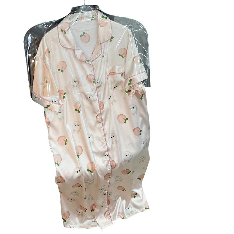Style Pajamas Women'S Summer Simulation Silk Pajamas Cute Foreign Style Loungewear Pajamas
