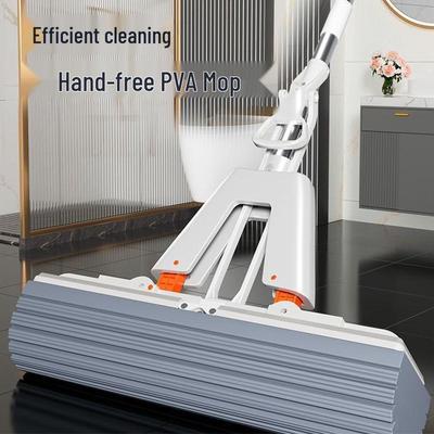 Foldable 28cm Universal Sponge Mop with Cotton Head & One-Button Water Absorption for Home Use